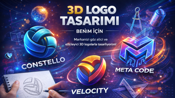 markanız için etkileyici 3D logo tasarlıyorum