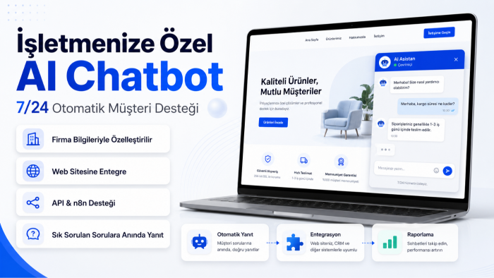 işletmenize özel AI destek chatbotu geliştiririm