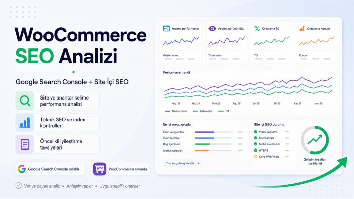 WooCommerce sitenizin SEO analizini yapıp raporlarım