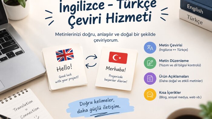 İngilizce-Türkçe çeviri ve ürün açıklamaları yapıyorum