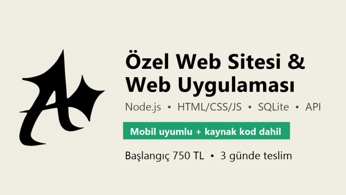 Node.js ile özel web sitesi ve web uygulaması geliştiririm