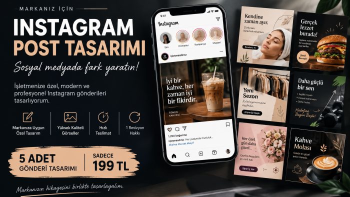 işletmeniz için 5 adet Instagram post tasarımı hazırlıyorum