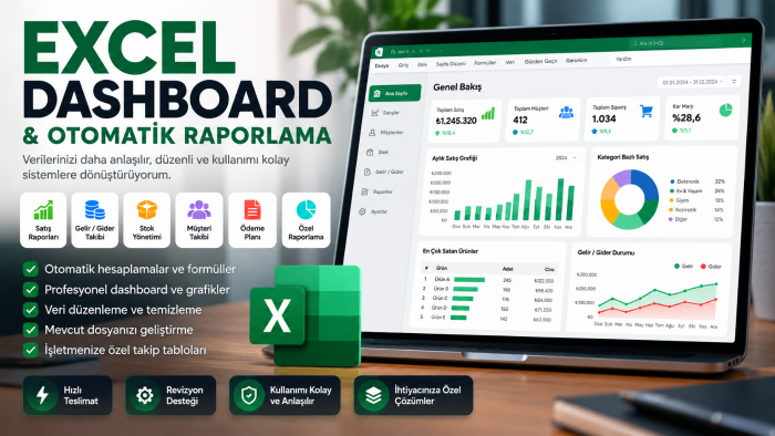 Excel dashboard ve otomatik raporlama sistemi hazırlarım