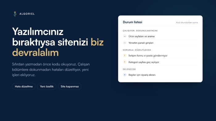 yazılımcınız bıraktıysa uygulamanızı devralır, geliştiririm