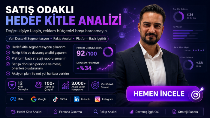 markanız için veri destekli hedef kitle analizi yapabilirim
