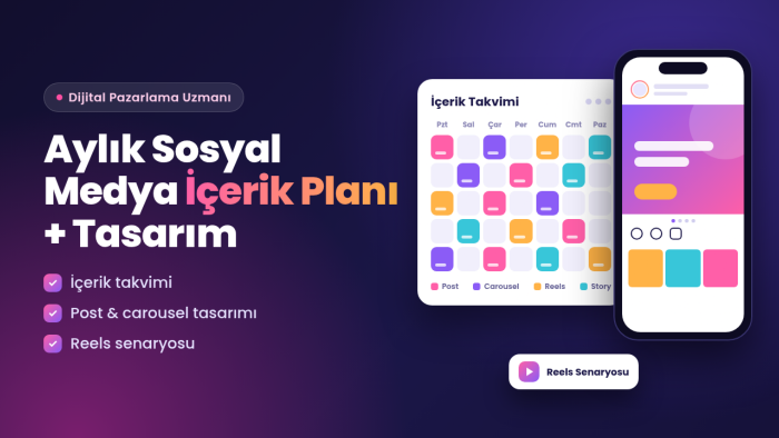 aylık sosyal medya içerik planı ve tasarımı yaparım
