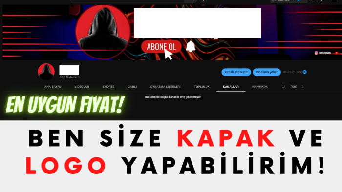 YouTube kanalınız için logo ve kapak fotoğrafı yapabilirim