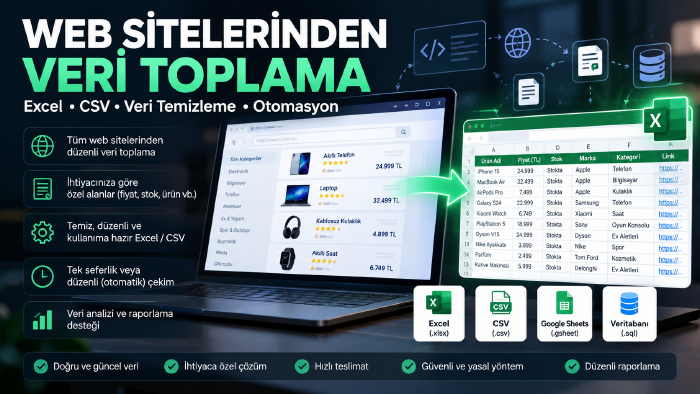web sitelerinden istediğiniz verileri Excel’e aktarırım