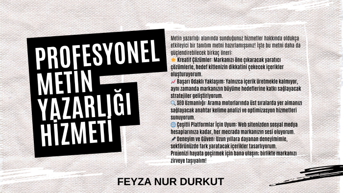 profesyonel metin yazarlığı yapıyorum