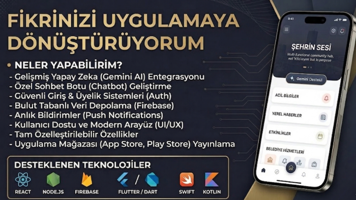 istediğiniz özelliklere sahip uygulama ve web sitesi yaparım