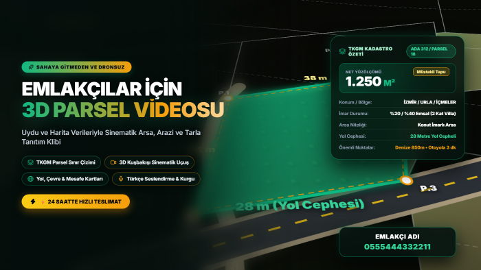 emlakçılara dronsuz/ai arazi parsel tanıtım videosu yaparım