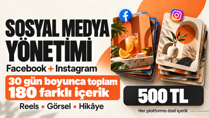 Facebook + Instagram'a 30 günde 180 içerik üretip paylaşırım