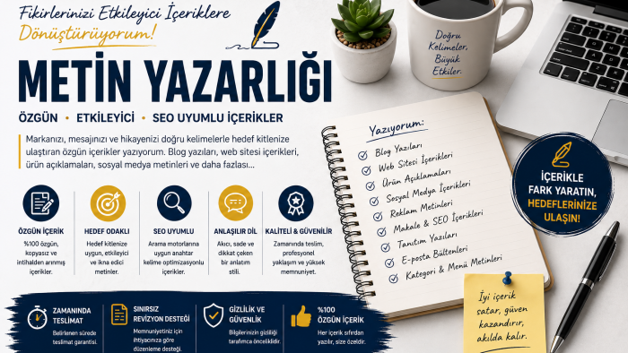 istenilen her konuda özgün içerik ve metin hazırlayabilirim