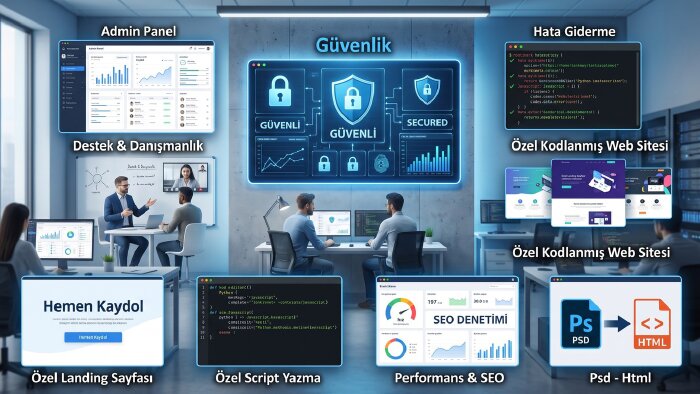 özel kodlanmış web sitesi ve yönetim paneli geliştiririm