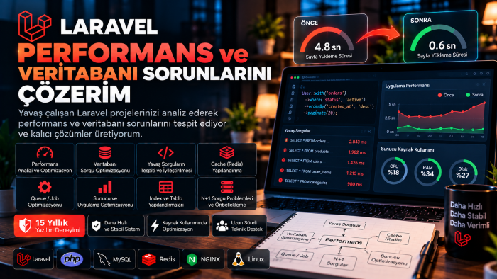 Laravel performans ve veritabanı sorunlarını çözerim