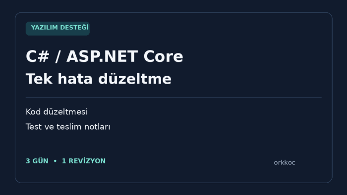 C# ve ASP.NET Core projenizdeki tek bir hatayı düzeltirim