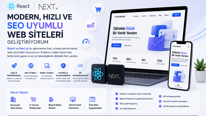 React veya Next js ile profesyonel site yapabilirim