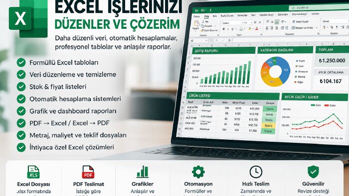 Excel'de size lazım olan her işi yaparım ve ayarlarım
