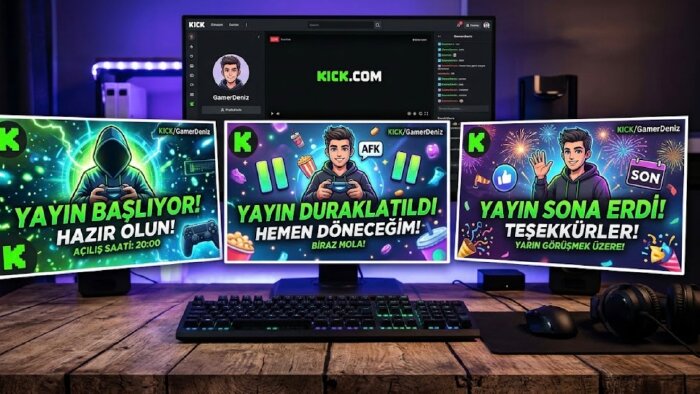 yayıncılar için başlangıç bitiş duraklama ekranı tasarlarım
