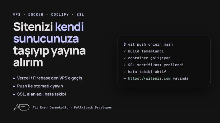 sitenizi vps sunucuya taşır ssl ve otomatik yayın kurarım
