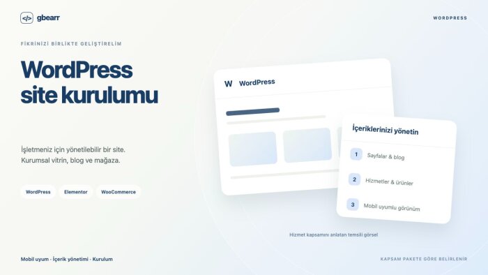 işletmenize özel WordPress sitesi kurar ve düzenlerim