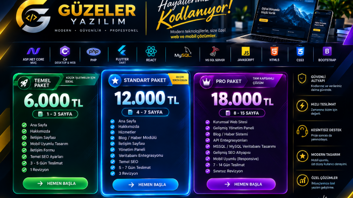 kurumsal web sitesi ve özel yazılım geliştirebilirim