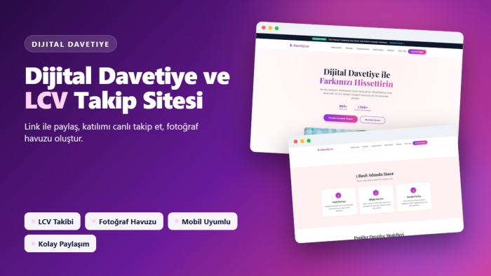 dijital davetiye ve LCV takip sitesi geliştiririm