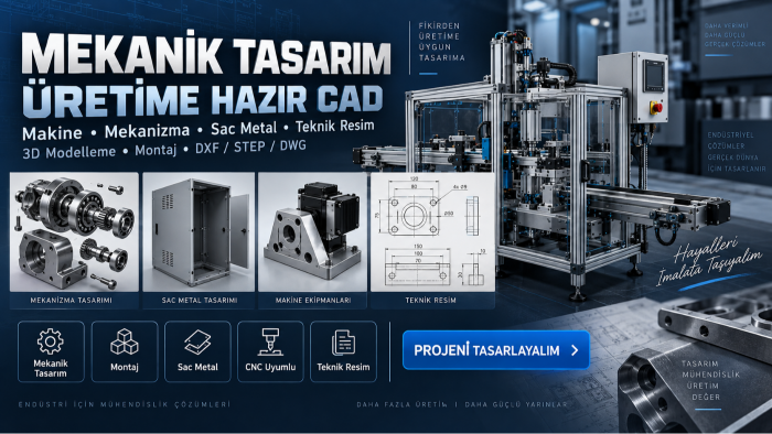 makine & makine parçalarınızı üretime hazır tasarlayabilirim