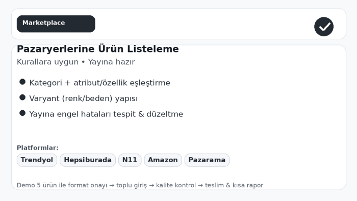 tüm pazaryerlerine ürün listeleme ve veri girişi yaparım