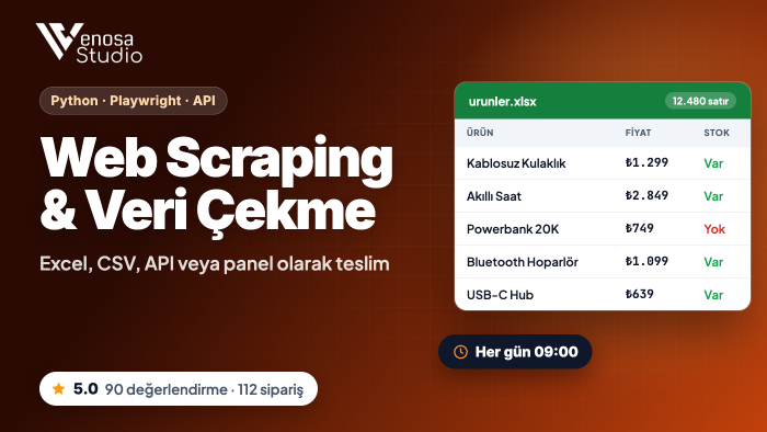 istediğiniz siteden veri çeken web scraping botu yazarım
