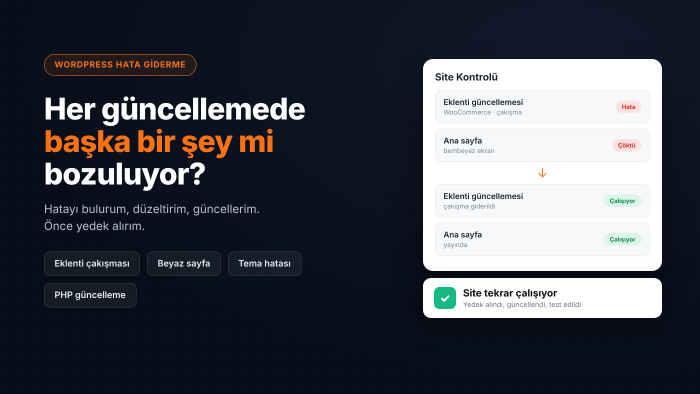 WordPress sitenizdeki hataları bulur, düzeltir, güncellerim