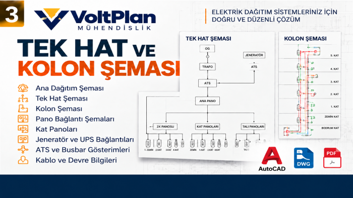 elektrik tek hat ve kolon şeması çizebilirim
