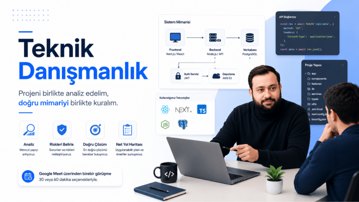yazılım projelerinize teknik danışmanlık yaparım