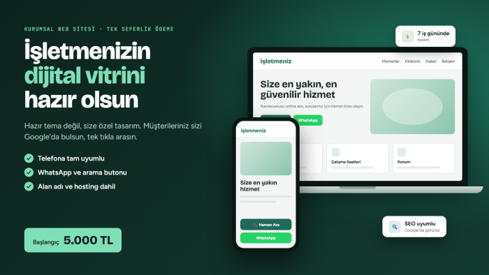 işletmenize özel mobil uyumlu kurumsal web sitesi yaparım