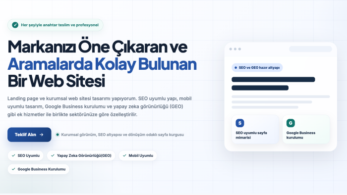 SEO & GEO& mobil uyumlu profesyonel websitesi yapıyorum
