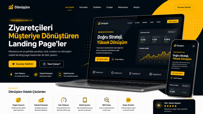 dönüşüm odaklı landing page tasarlarım