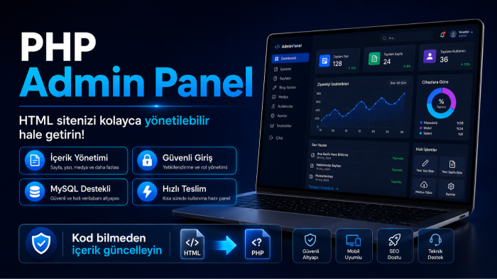 HTML sitenizi PHP admin panelli hale getirebilirim