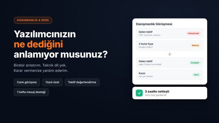 yazılım ve web konusunda birebir danışmanlık veririm