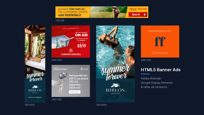  Google Ads ve diğer mecralar için HTML5 banner hazırlarım