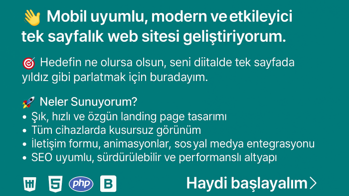 modern, mobil uyumlu, hızlı tek sayfalık web sitesi yaparım