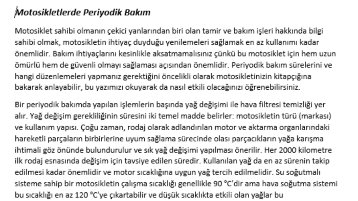 Türkçe metin yazarlığı yapabilirim