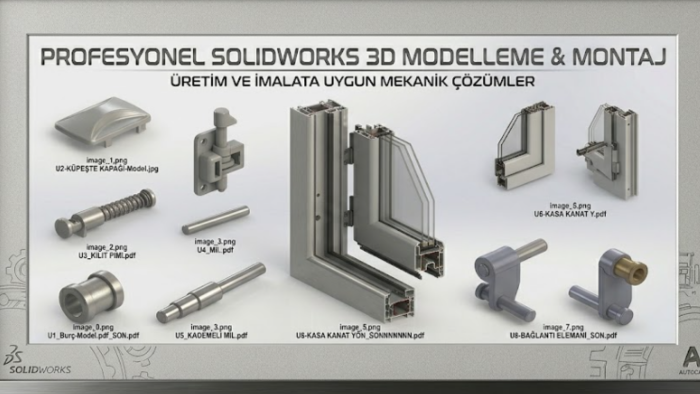 SolidWorks ile 3D katı modelleme ve montajı yapabilirim