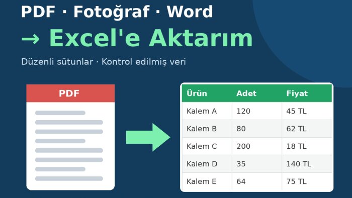 PDF ve görsellerdeki verileri Excel'e aktarırım