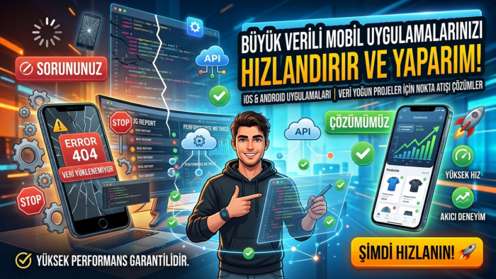 büyük verili mobil uygulamalarınızı hızlandırırım ve yaparım
