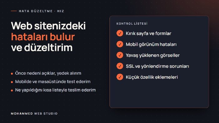 web sitenizdeki hataları bulur ve düzeltirim