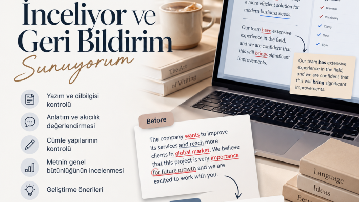 İngilizce metinlerinizi inceleyip geri bildirim sunarım