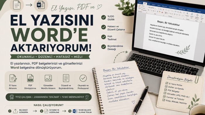 el yazısı, PDF ve görselleri Word belgesine aktarırım