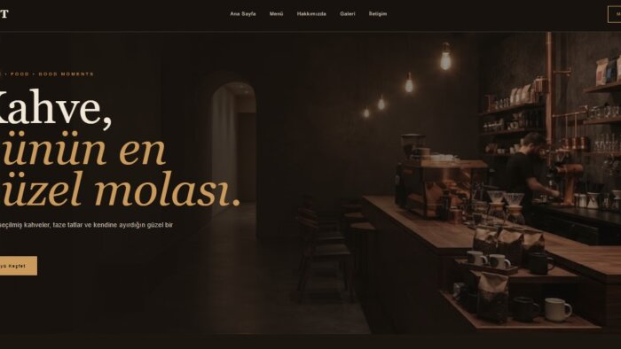 modern ve mobil uyumlu kafe web sitesi oluşturuyorum