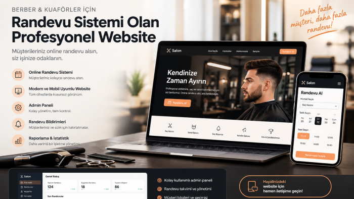 kuaför ve salonlar için randevulu web sitesi yaparım