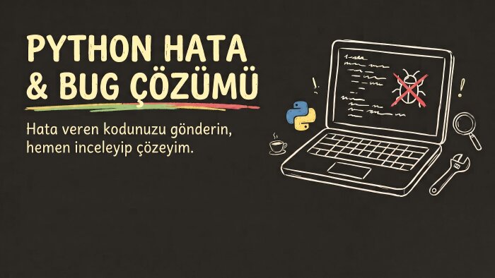Python kodlarınızdaki hata ve bug'ları hızlıca çözerim